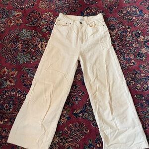 BDG (Urban Outfitters) High & Wide Corduroy Pants Cream Size 28 Urban Outfitters